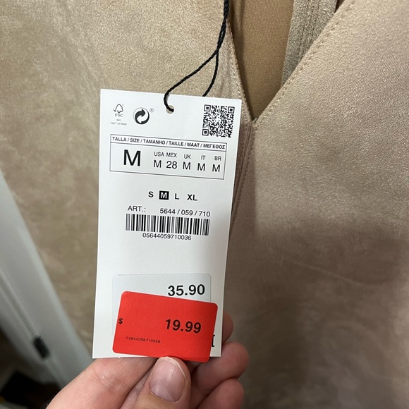 Zara Faux suede shift v neck dress. Size medium. Very versatile! - Picture 4 of 6